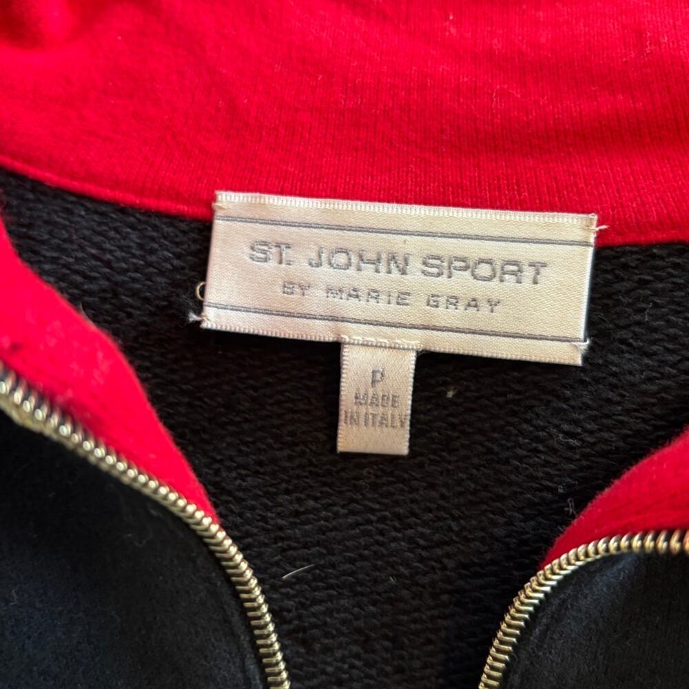 St. John Sport Vintage Nautical Sweater P Quarter Zip Black Red Gold Pullover - Picture 4 of 7